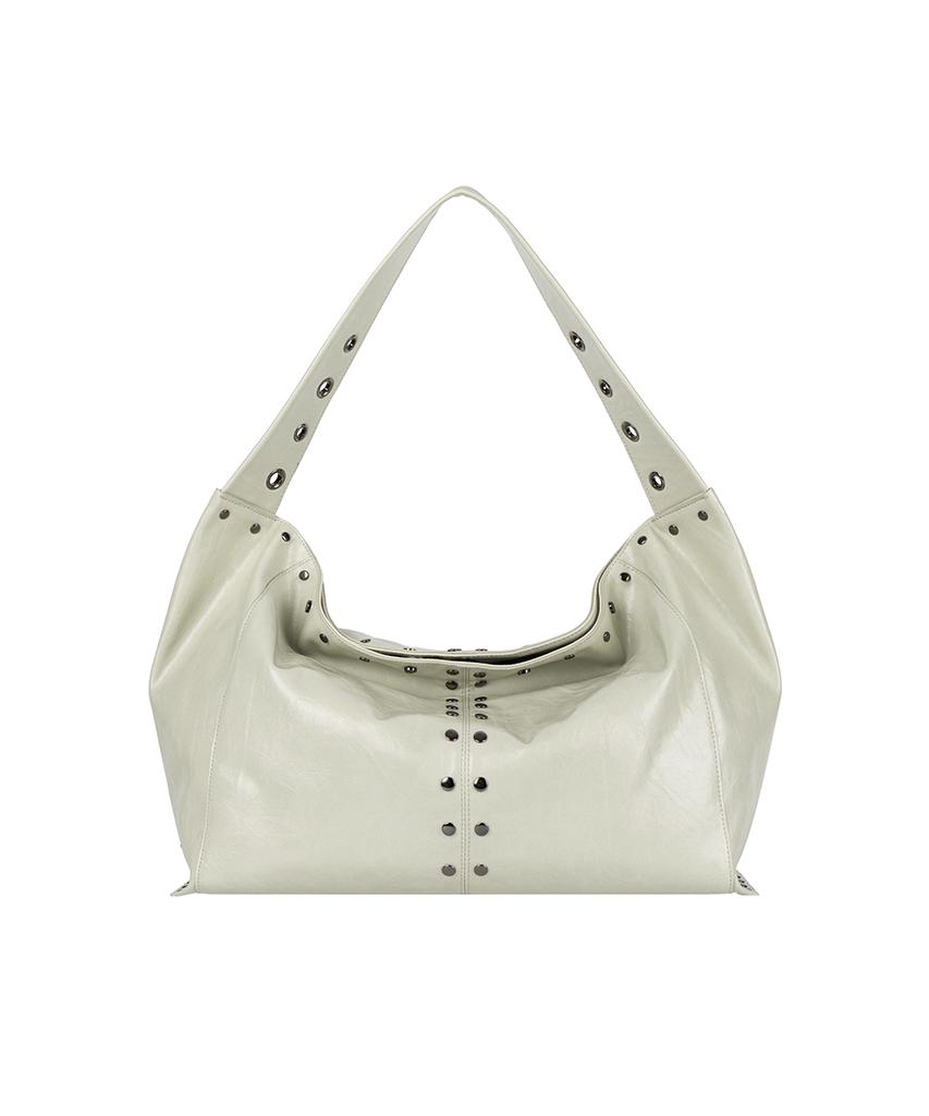 Treemingbird Soft Studded Big Shoulder Bag [ Light Gray ]