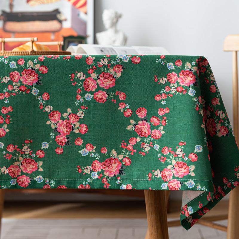 Pastoral Retro Polyester Digital Printing Colorful Flower And Bird Tablecloth Rectangular Tea Table Table Cloth Tablecloth Cover