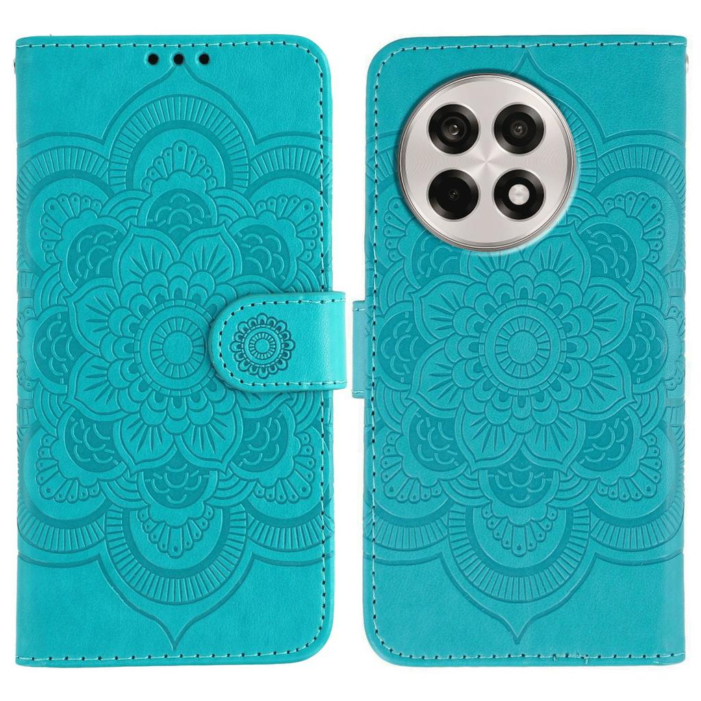 For OnePlus Ace 5 5G/Ace 5 Pro 5G/13R 5G Case PU Leather Mandala Imprinted Design Wallet Phone Cover with Wrist Strap