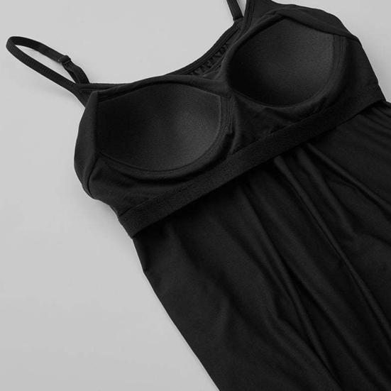 Camisole Top for Women Loose Cami Top with Built-in Padded Bra Summer Flowy Pleated Spaghetti Strap Tank Top for Daily Wear Exercise