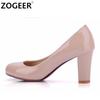 Fashion Large Size 47 Fashion Thick High Heels Female Pumps PU Leather Casual White Red Nude Women's Heeled Office Wedding Shoes Female
