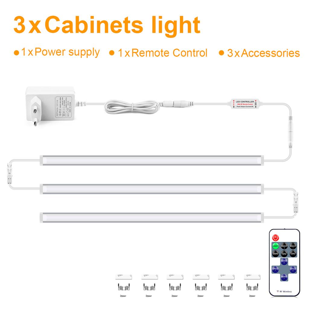 Светодиодная лента с регулируемой яркостью, алюминиевый ночник с дистанционным управлением, светодиодная панель для кухни, шкафа, шкафа, освещение, вилка ЕС