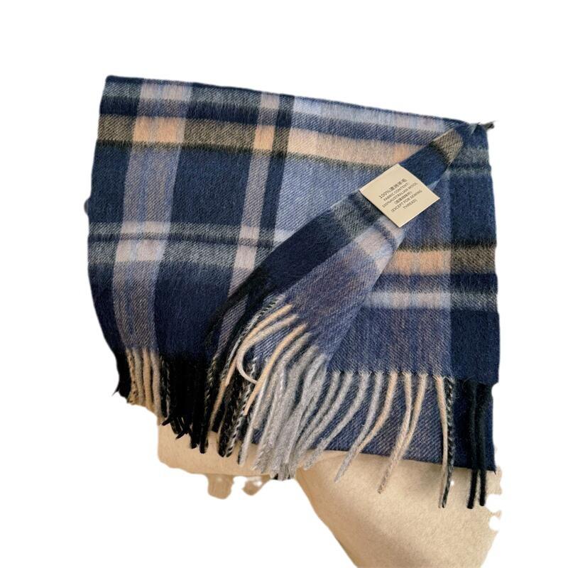 2024 Luxury Korean-Style Women's Wool Plaid Scarf - Warm, All-Season Shawl
