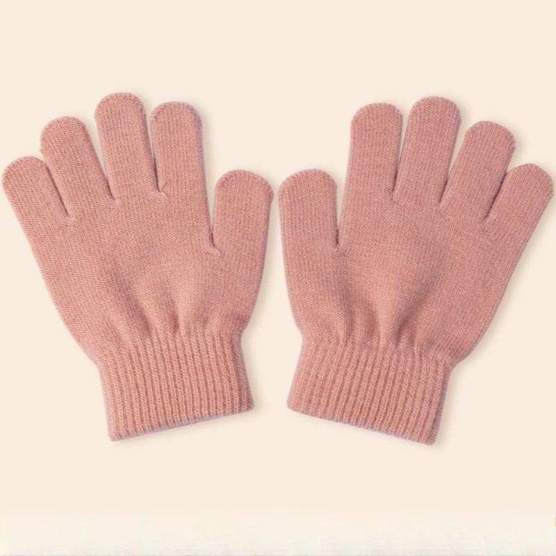 Kids Solid Color Knitted Gloves for 5-10years Students Winter Warmth Outdoor Cycling and Daily Cold Weather Wear Mittens