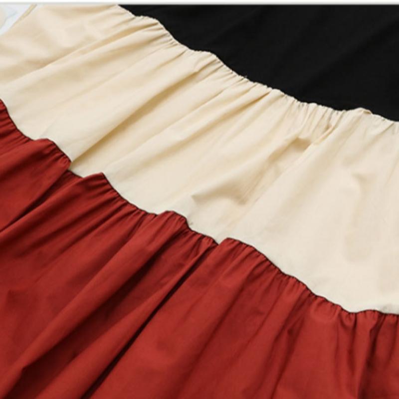 Shop Women Round Neck Vacation Style Color Block 3 Tier Midi Dress Won Wdr Wc5
