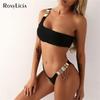 Сексуальный 6 цветов Bling Diamond Bikini Женский купальник Женский купальник из двух частей Комплект бикини на одно плечо Купальный костюм