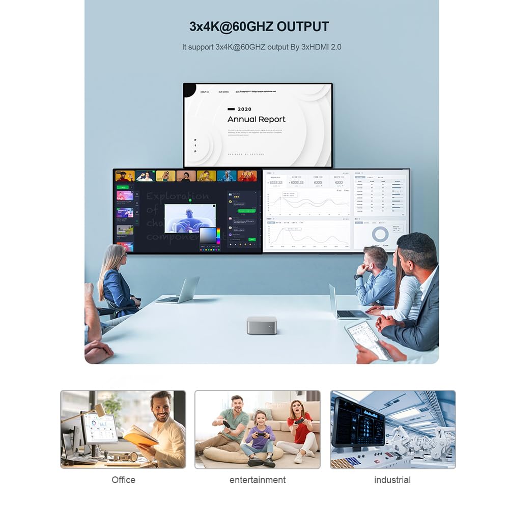 GZBOX Mini PC Маленький ПК Без Windows 11 Pro 12-го поколения Intel Alder Lake N100 Max Маленький ПК 16 ГБ DDR5 Без SSD Игровая консоль Ультра Мини Мини-компьютер