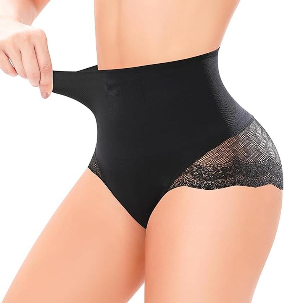 Женское утягивающее нижнее белье с высокой талией, утягивающие трусики с высокой посадкой, бесшовные сексуальные кружевные трусы, женские утягивающие трусы, корректирующее белье