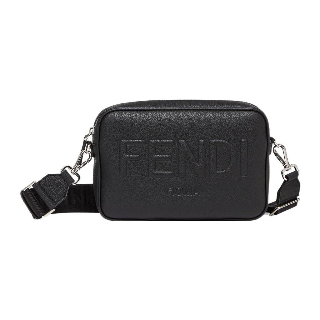 Fendi Логотип Молния Сумка-камера Мужская Сумка через плечо Черный 7M0286-AMAC-F0GXN