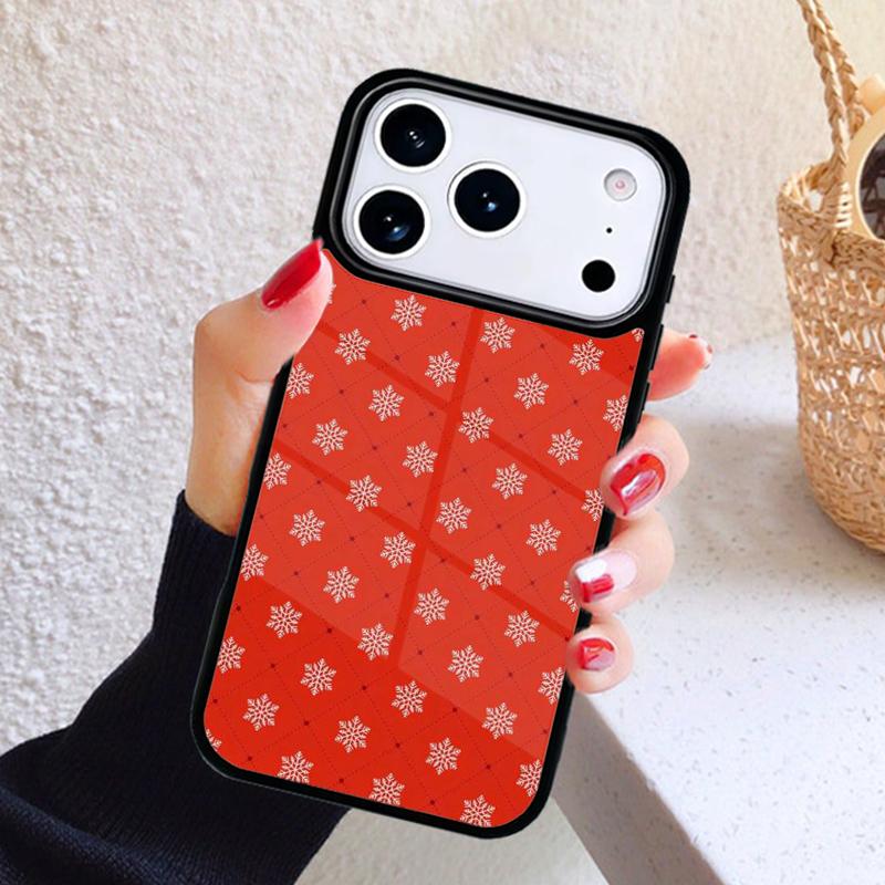 Зимние Снежинки Красный Чехол Для Телефона Для iPhone 17 Air 16 15 14 13 12 11 Pro Max Plus