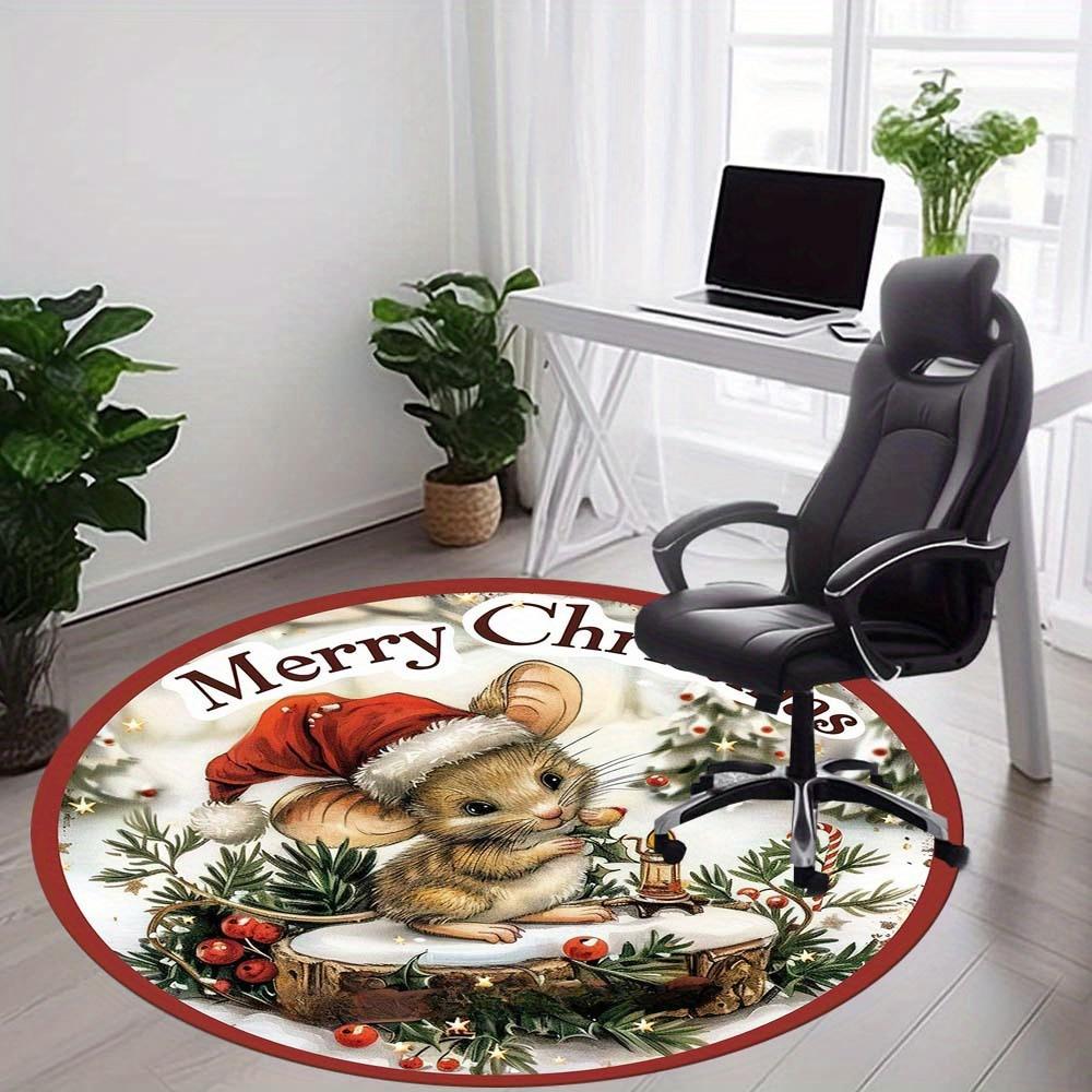 1 Piece Christmas Decoration Black Pink Santa Claus Round Rug Suitable For Office Bedroom And Kitchen Home Decoration Christmas Decoration Gifts For