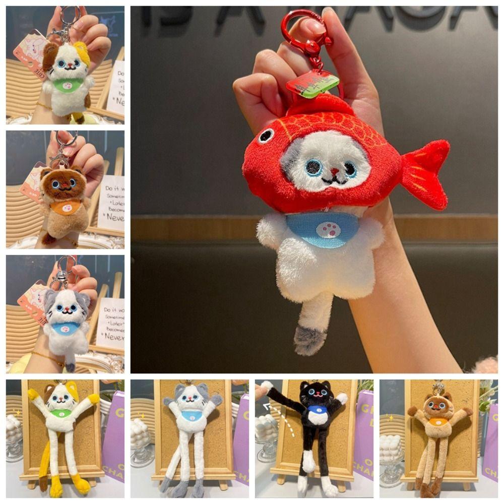 Stuffing Plush Cat Pendant Cute Animal Keychain Creative Cat Plush Doll Keychain Bag Decorative