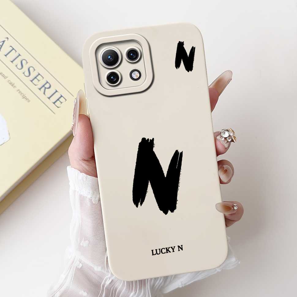 Чехол для Xiaomi Mi 11 Lite 4G 11Lite 5G M2101K9AG Милые Белые Буквы A-Z Мягкий Силиконовый Чехол Для Xiaomi Mi 11 Youth 6.55" Корпус
