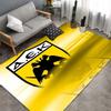AEK Black Yellow Wide Stripe Area Rug, Non Slip Floor Mat, Shield Double Eagle Logo Print Carpet for Living Room Bedroom