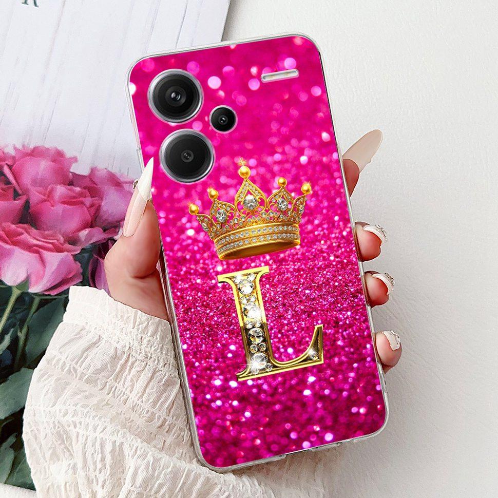 For Xiaomi Redmi Note 13 Pro Plus 5G Case Soft Silicone Cover Cute 26 Letters Phone Cases For Redmi Note13 Pro+ ProPlus Fundas