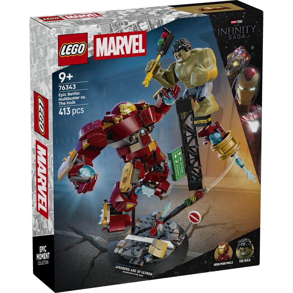 LEGO Marvel Hulk Buster and Hulk Battle Set Building Blocks Toys for Kids 9-11 Years Old Birthday Gift 76343