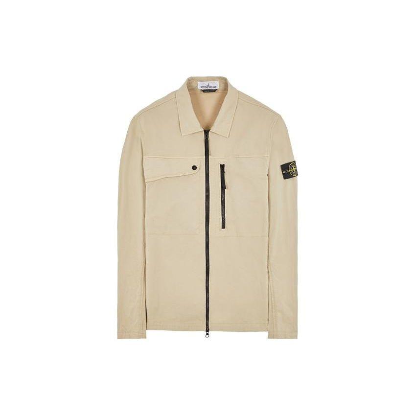 STONE ISLAND SS24 Куртка из хлопка супима однотонная с односторонней молнией, нагрудным карманом и логотипом Мужская куртка Бежевый 801510210-V0095