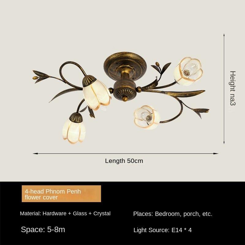 Потолочный светильник в деревенском стиле с железным цветком и травой для гостиной, спальни, столовой, светильника