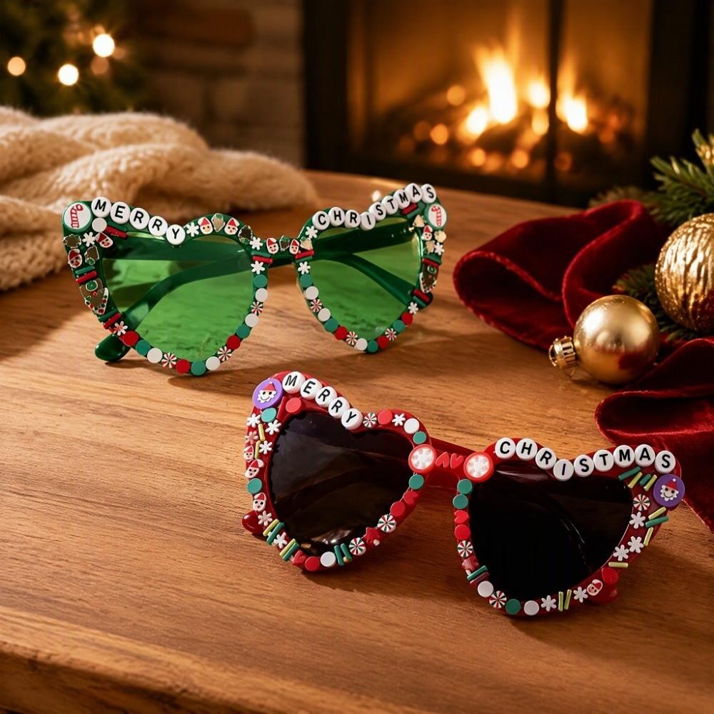 Funny Heart-shaped Frame Sunglasses Merry Christmas Beach Party Sun Glasses for Party