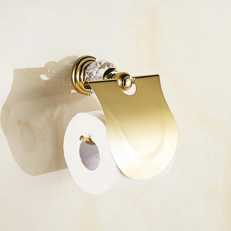 Набор роскошных хрустальных аксессуаров для ванной комнаты, полированный золотой набор фурнитуры для ванной, настенные товары для ванной, корзина-полка