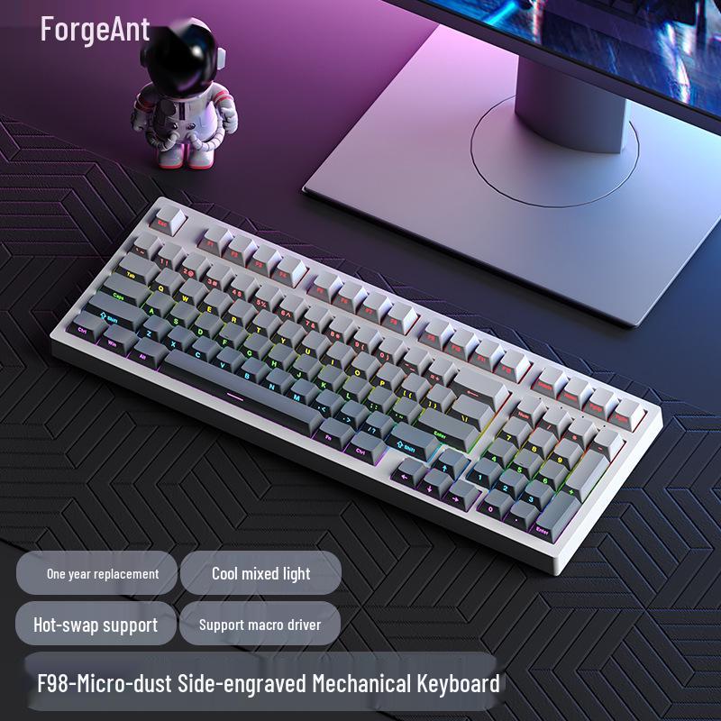 Проводная механическая клавиатура RuiYi F98 с 98 клавишами, с возможностью горячей замены, с боковой печатью, с защитой от залипания всех клавиш, для офиса/игр.
