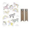13 3D Unicorn Stickers 5 Cm + 20 Kraft Pennant Labels