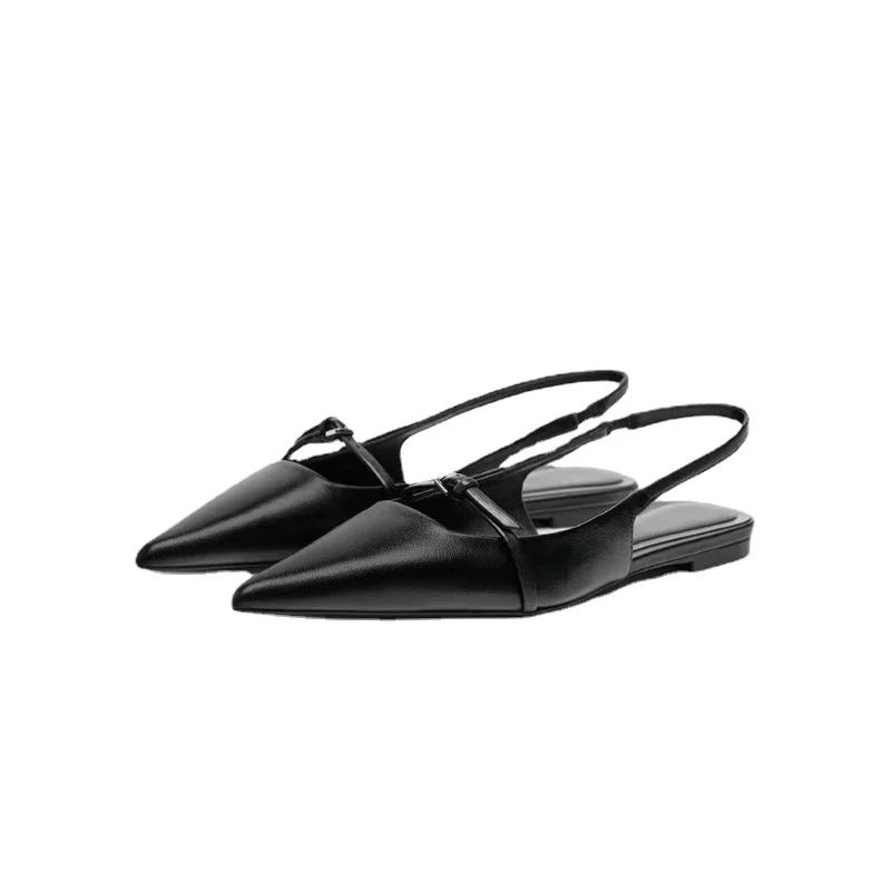 Новые блестящие женские сандалии, модные женские элегантные туфли без шнуровки с острым носком на пятке, туфли на среднем каблуке на плоской подошве