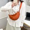 Women Solid Color Zipper Dumpling Bun Crossbody Bag Leisure Canvas Inclined Shoulder Bags Adjustable Band Strap