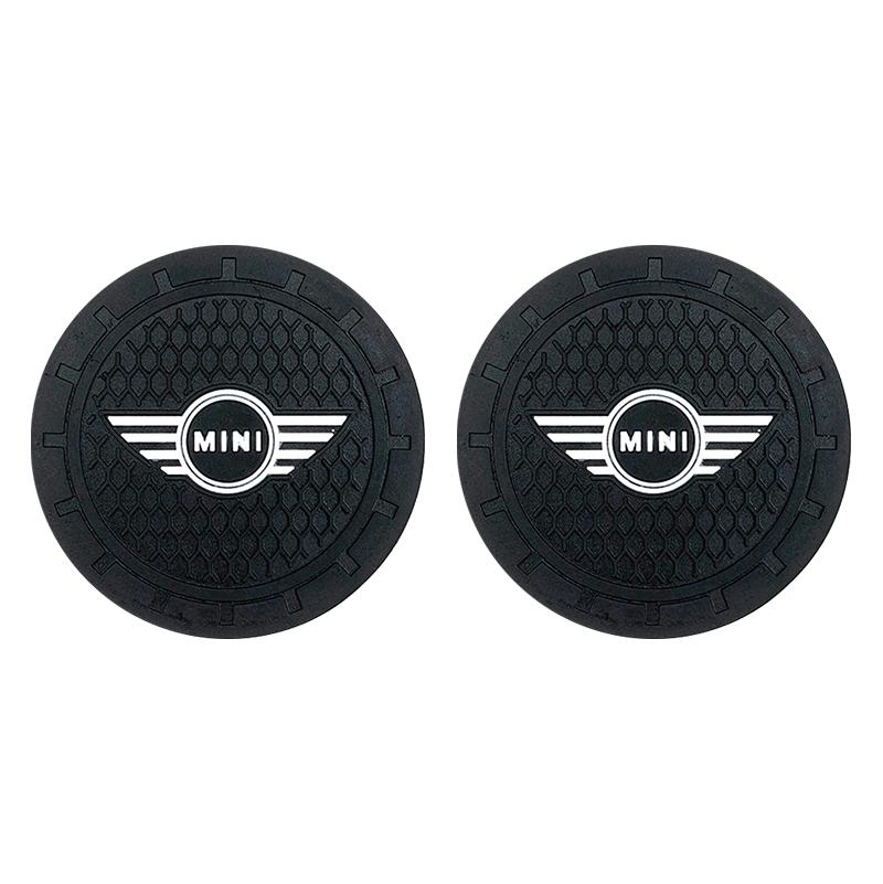 For BMW Mini Cooper Countryman Clubman R55 R56 R60 F54 2Pcs Car Coaster PVC Cars Water Cup Mat Anti Slip Pad Auto Accessories
