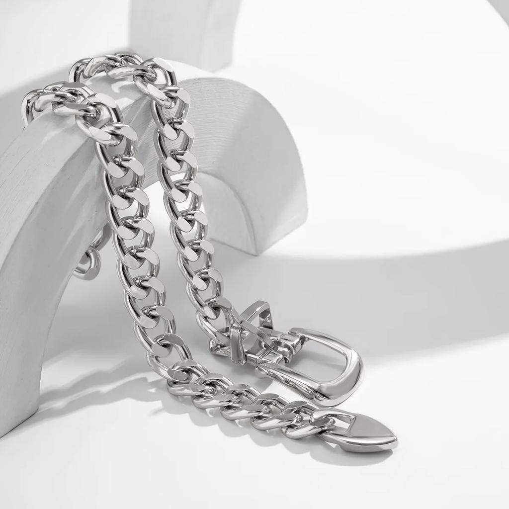 Преувеличенный металлический пояс-колье, ожерелье для женщин, толстые массивные цепочки на ключицы в стиле панк, ювелирные изделия на шею, подарок