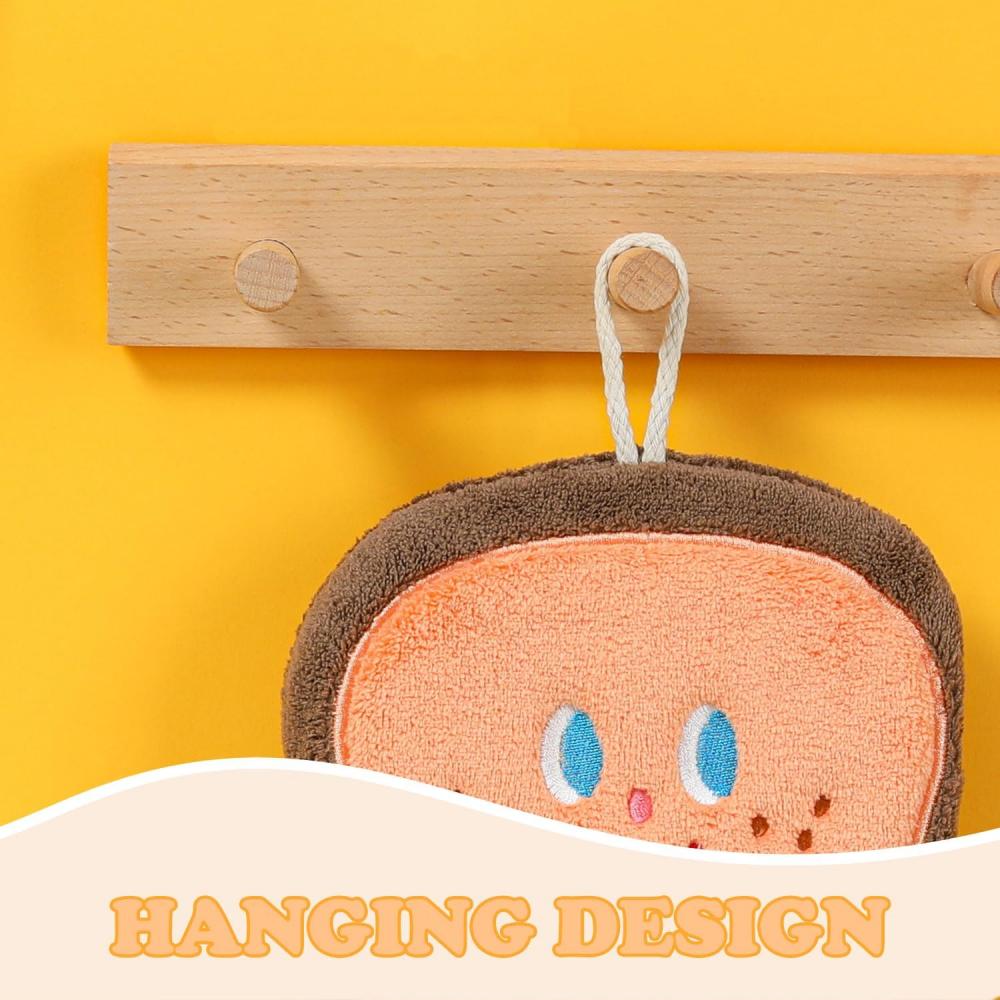 Cartoon quick-drying hand towel, made of soft absorbent coral fleece, with a hanging ring, suitable for cute kitchens and bathro