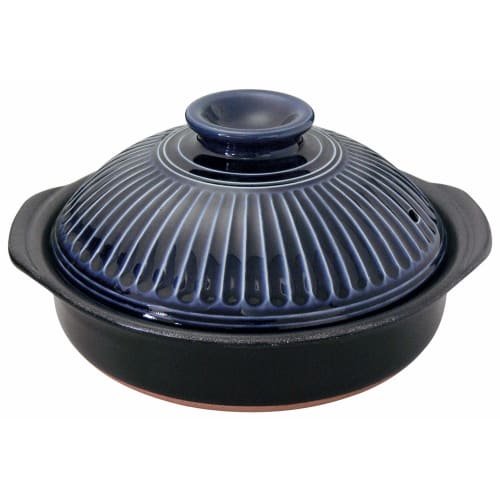 Ginpo Toki Earthenware Pot, Induction Cooking Compatible, Direct Heat Compatible, Chrysanthemum Design, Ruri Design, No. 8, Serves 2-3, Banko Ware, Ma