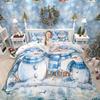 Homewish Christmas Snowman Duvet Cover Set,Cartoon Santa Claus Bedding Set,Happy New Year Bed Set For Girl Boys
