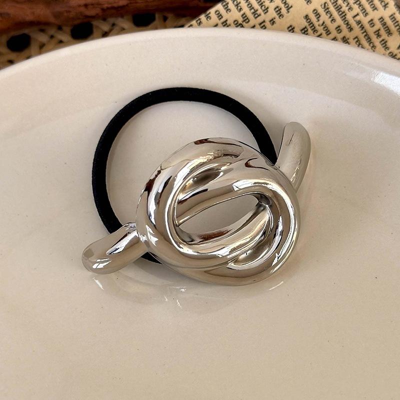 Cool Elegant Temperament Geometric Metal Hair Rope for Woemn Korean Style High Elasticity Does Not Hurt The Hair Scrunchies Fash