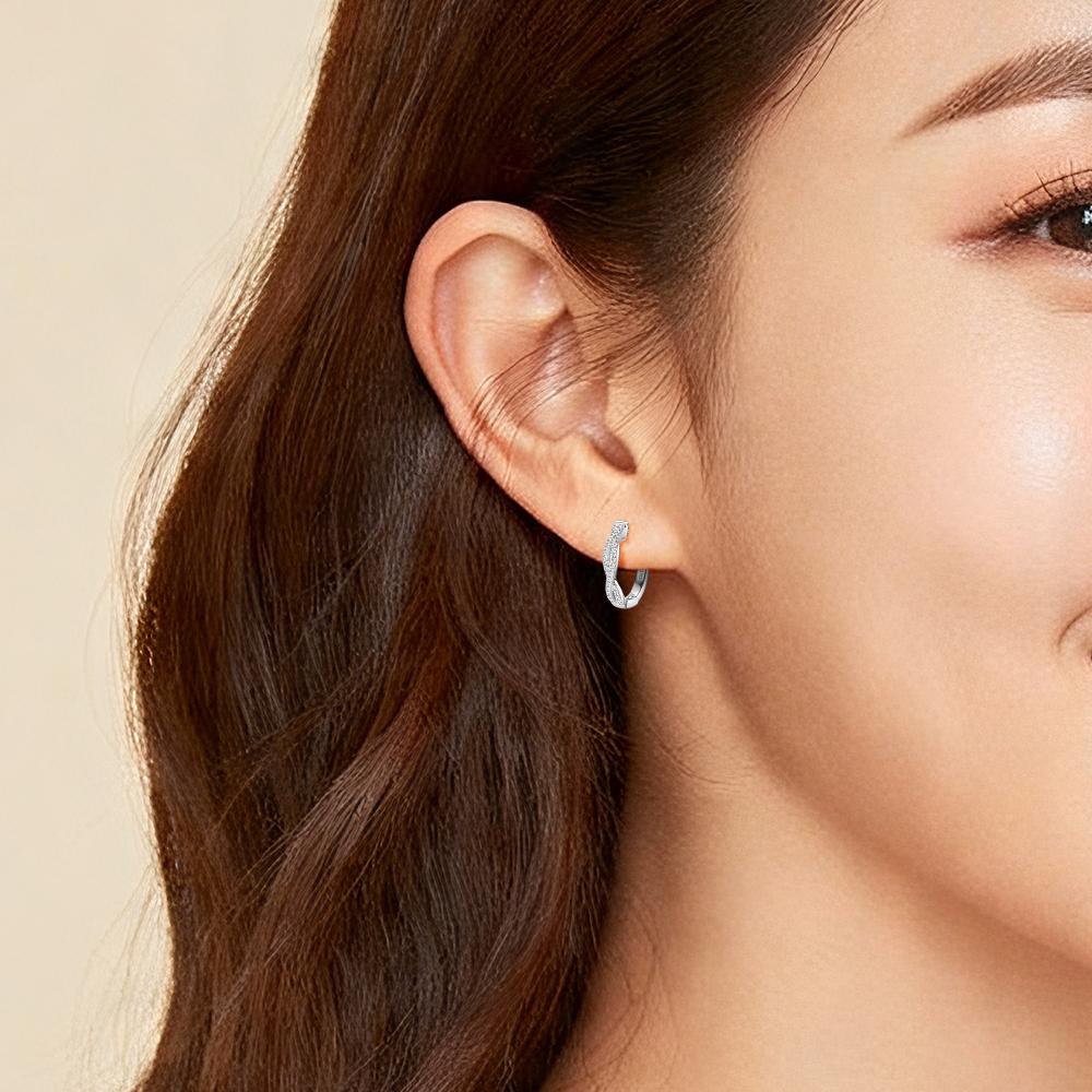 Lab Grown Diamond Earrings 925 Sterling Silver Moissanite Twisted Infinity Hoop Earrings Jewelry Gifts Earrings Bulk