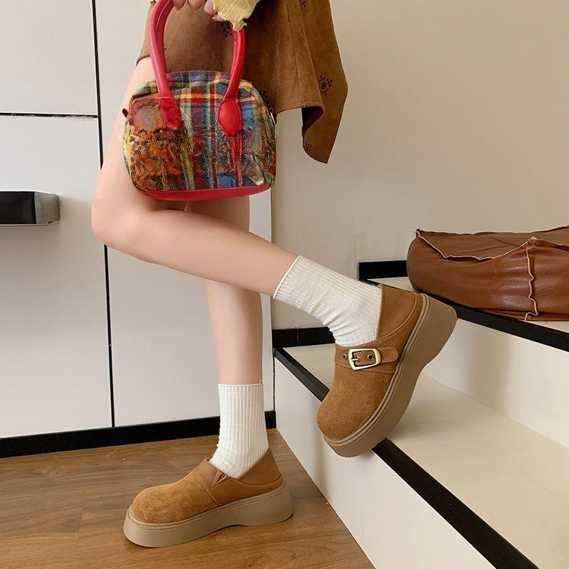 2025 Hot Selling High-quality Fashionable and Versatile Thick Bottom Flats Autumn Winter Casual Versatile Retro Women's Shoes
