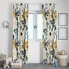 2Pc Yellow Floral And Green Leaf Pattern Curtains, Polyester Fabric, Machine Washable, Suitable For Living Room, Bedroom