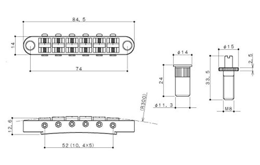 GOTOH Анкерный винт Никель T.O.M. Мост, Тип, (PGE-103BTN) GE103B-TN