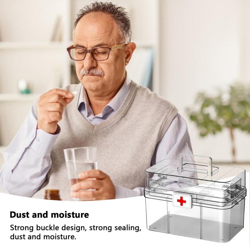 Large Capacity Family Medicine Organizer Box 3 Layers Medicine Cabinet Family Kit Case Portable First Aid Kit with Handle