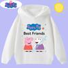 2026 New Peppa Pig children's hooded sweatshirt with cartoon print, boys' sports shirt, girls' casual top, children's clothing