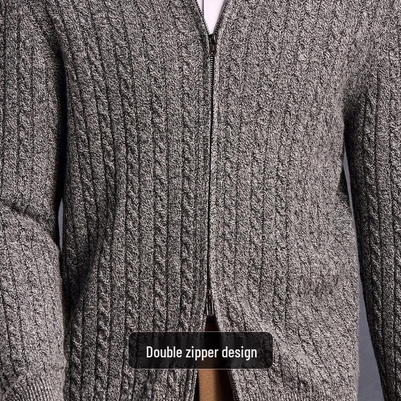 Antonio Men's 100% Cashmere Cable Knit Cardigan