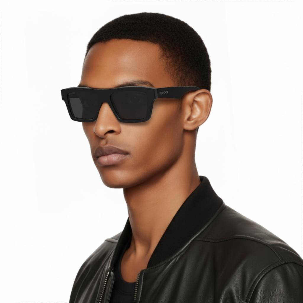 Gucci Square Sunglasses With Dark Gray Lenses And Black Frame Men sunglasses GG0962S-005