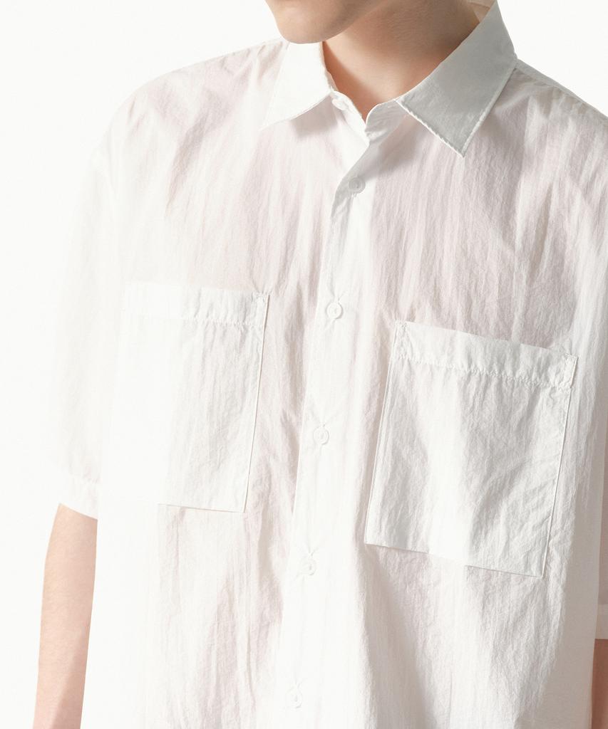 MUSINSA STANDARD [City Leisure] Lightweight Nylon Oversized Short Sleeve Shirt [White]