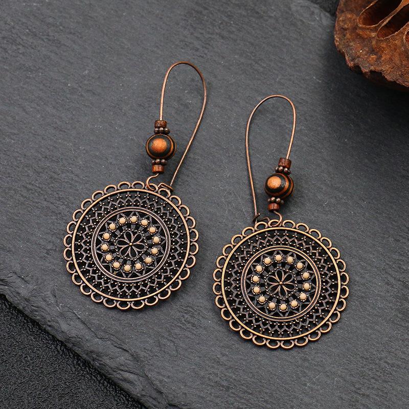 Charming Vintage Boho for Women Dangle Earrings New Creative Ear Jewelry Drop Earring Round Sun Female Jewelry Ethnic Fashion Gift  Handmade