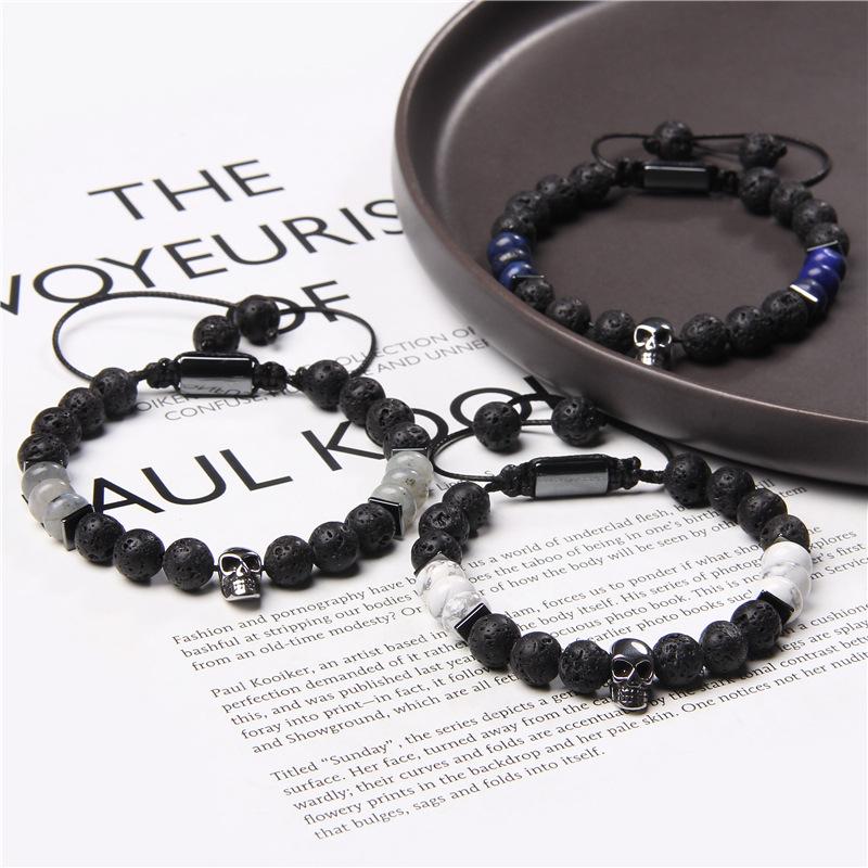 JYL TS Bracelet Men's Skull  Braided Minimalist Attracts Courage & Positive Vibe
