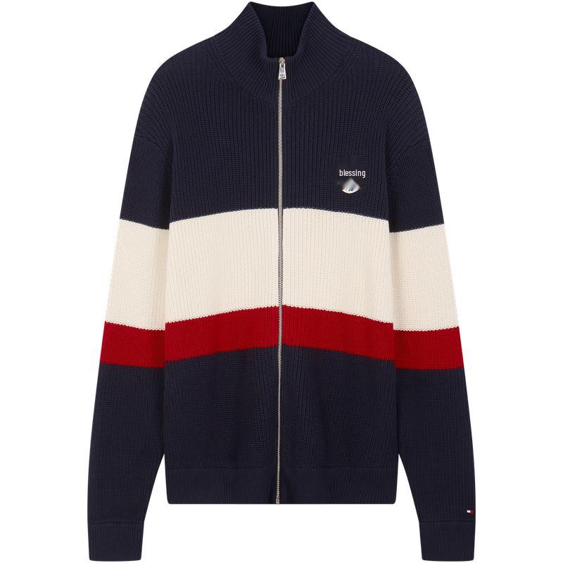 Tommy Hilfiger Унисекс хлопковый пуловер с цветовыми блоками