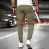 Men Winter Sweatpants Drawstring Waist Fleece-Lined Jogger Pants with Multiple Pockets Solid Color Thick Cargo Pants for Work Street Wear