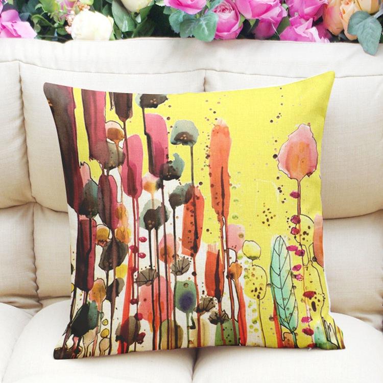 Watercolor Flower Cushion Geometric Pillow Decorative Pillowcase Home Decoration for Sofa Car Seat Colourful Cushions