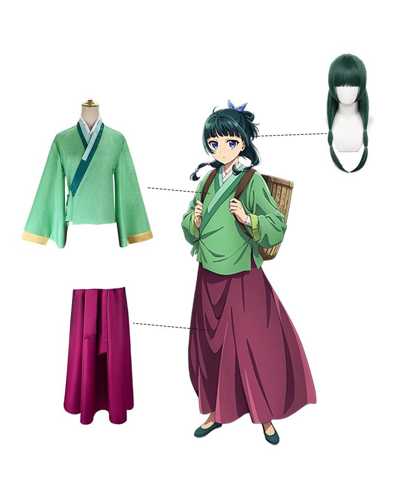Maomao Косплей с Косплей Полный Взрослый Культурный Maomao Косплей Парик [Kamizu Ryohin] Парик, Дева, Монолог Аптекаря, Костюм, Набор, Костюм,