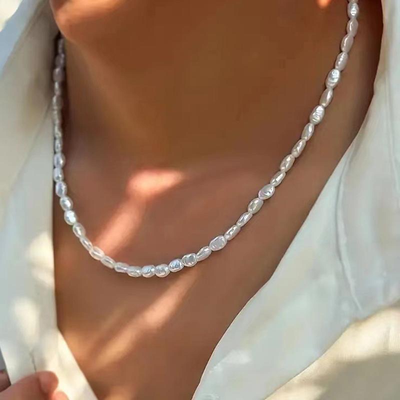Simple Imitation Pearl Choker Necklace For Women Vintage Elegant Beaded Temperament Necklace Wedding Party Jewelry